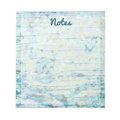 Hydrangea Floral Teal Country Vintage Wood Notepad