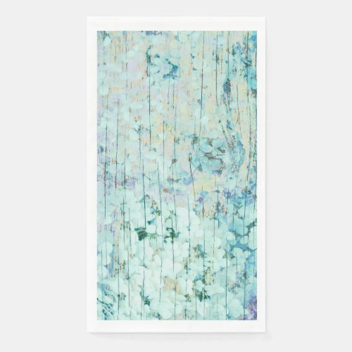 Hydrangea Floral Teal Country Vintage Wood Paper Guest Towels