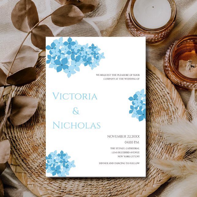 Hydrangea floral template wedding invitation (Creator Uploaded)