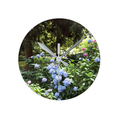 Hydrangea Floral Trees Nature Photography Round Clock Hydrangea Floral Trees Nature Photography Round Clock