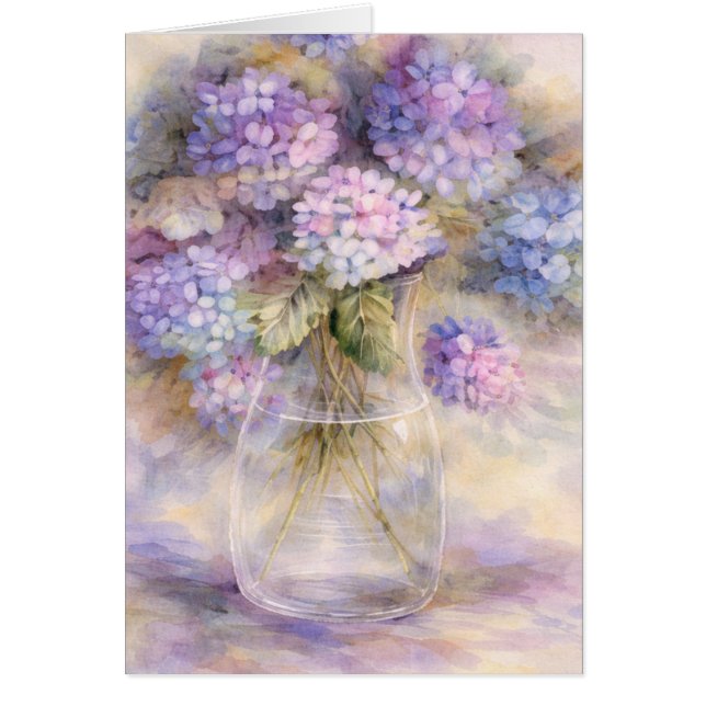 Hydrangea Floral Vase Card | Luxe Botanical (Front)