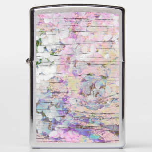 Hydrangea Floral Vintage Pink Country Wood Zippo Lighter