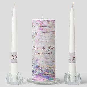 Hydrangea Floral Vintage Pink Wedding Ceremony Unity Candle Set