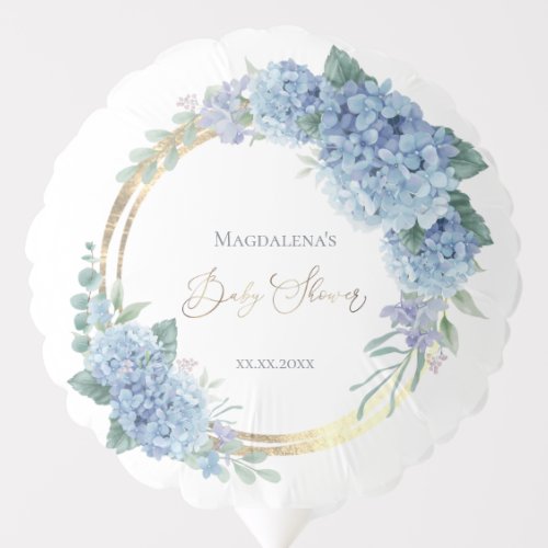 Hydrangea floral watercolor Baby Shower Balloon