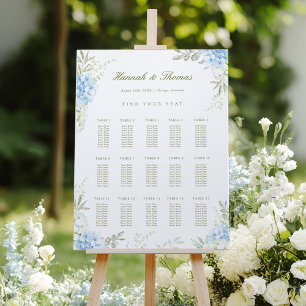 Hydrangea Floral Wedding Seating Chart Foam Board