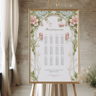 Hydrangea Floral Wedding Seating Chart Foam Board