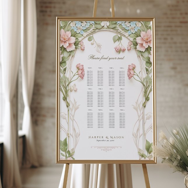 Hydrangea Floral Wedding Seating Chart Foam Board (Creator Uploaded)