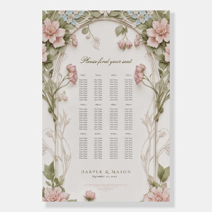 Hydrangea Floral Wedding Seating Chart Foam Board