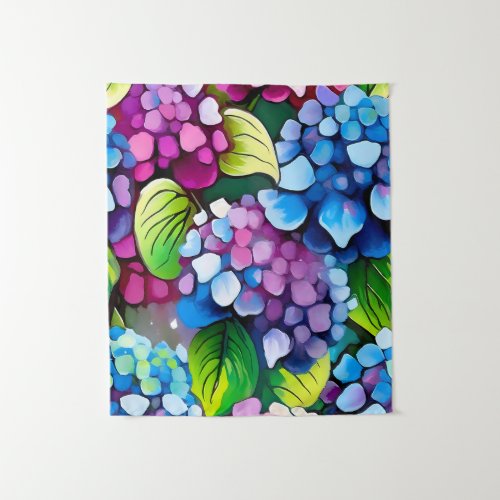 Hydrangea Flower Abstract Art Floral Colorful Tapestry