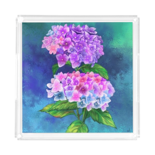 Hydrangea Flower Acrylic Tray (Front)