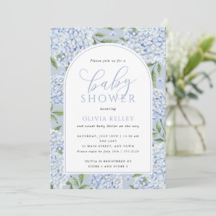 Hydrangea Flower Arch Blue Baby Shower Invitation
