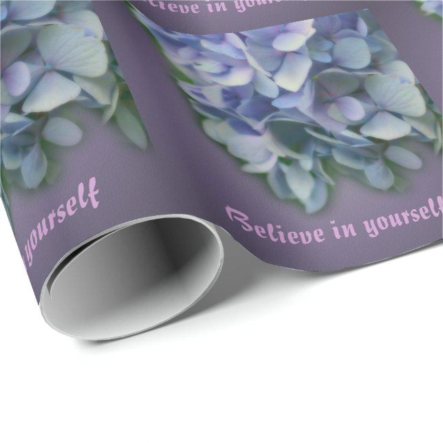 Hydrangea Flower Believe Inspirational  Wrapping Paper (Roll Corner)