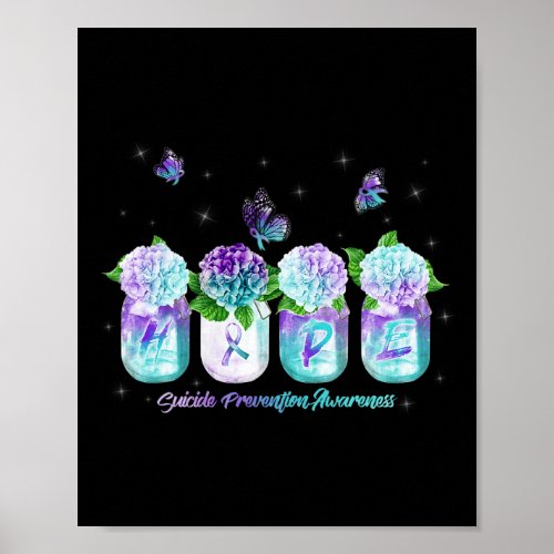 Hydrangea Flower Butterfly Suicide Prevention Awar Poster