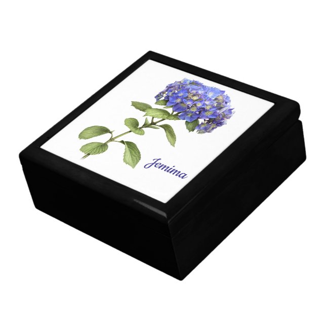 Hydrangea Flower Design Personalized Jewelry Box (Side)