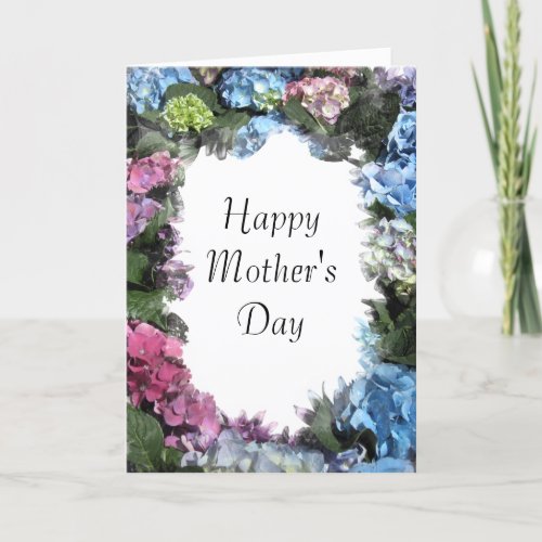 Hydrangea Flower Frame Happy Mothers Day Card