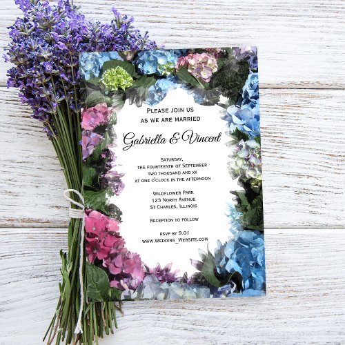 Hydrangea Flower Frame Wedding Invitation