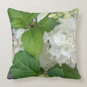 Hydrangea Flower Green White Nature Garden Plants Throw Pillow