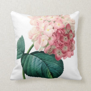 Hydrangea flower illustration Redoute Throw Pillow