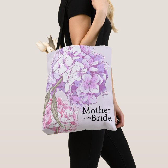 Hydrangea Flower Mother Of The Bride Personalized Tote Bag (Close Up)