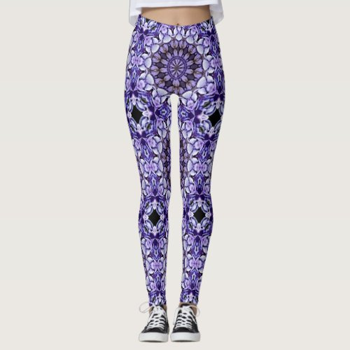 Hydrangea Flower Petals Abstract Art Pattern Leggings