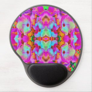 Hydrangea Flower Petals in Aqua Magenta and Orange Gel Mouse Pad