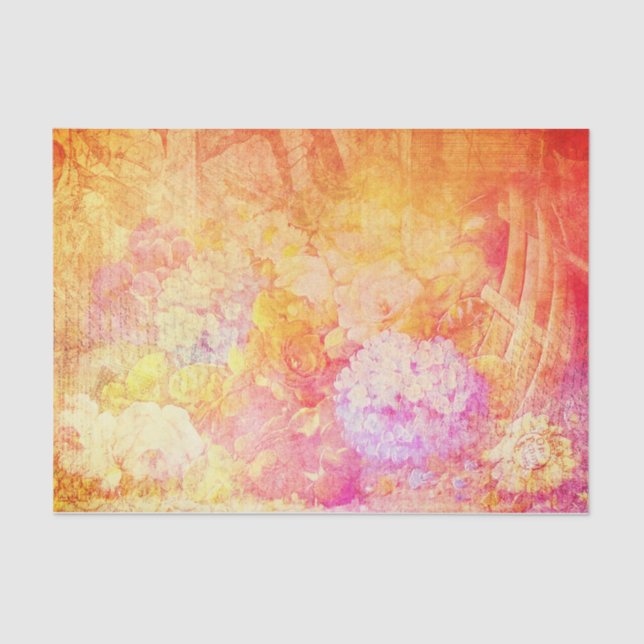 Hydrangea flower rose garden pink purple orange  tissue paper (Front)