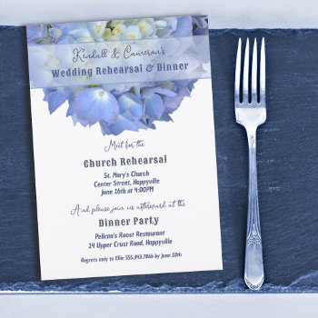 Hydrangea Flower Wedding Rehearsal Dinner Invitation by BlueHyd at Zazzle