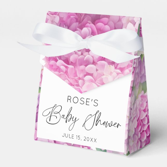 Hydrangea Flowers Baby Shower Favor Boxes (Front Side)