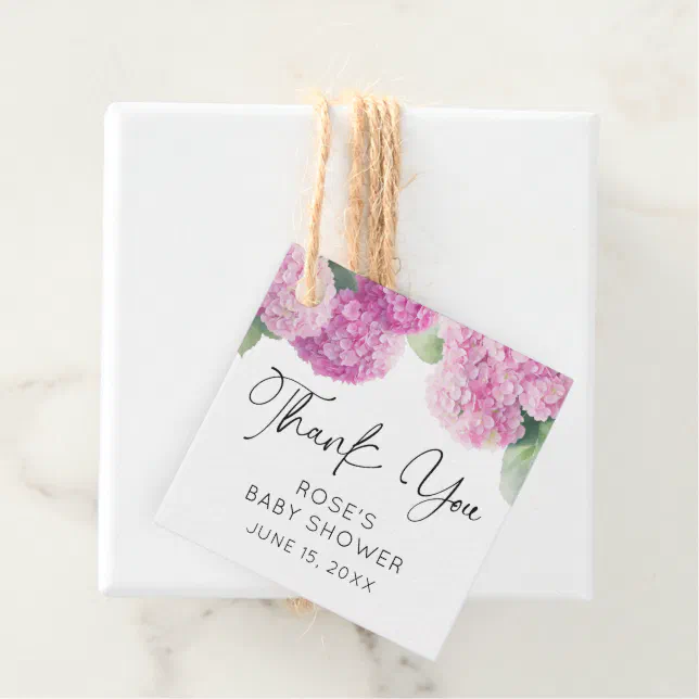 Hydrangea Flowers Baby Shower Thank You Favor Tags | Zazzle