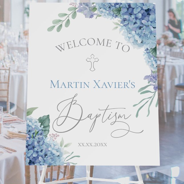 Hydrangea flowers Baptism welcome sign (Creator Uploaded)