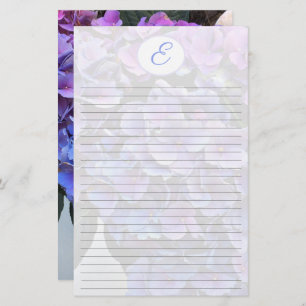 Hydrangea Flowers Bckground Monogram Initial Stationery