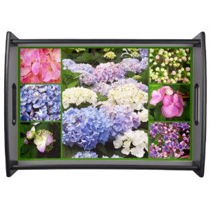 Hydrangea Flowers Collage-Wooden Serving Tray