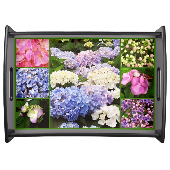 Hydrangea Flowers Collage-Wooden Serving Tray (Front)