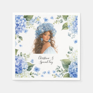  Hydrangea flowers flora florist lover watercolor Napkins