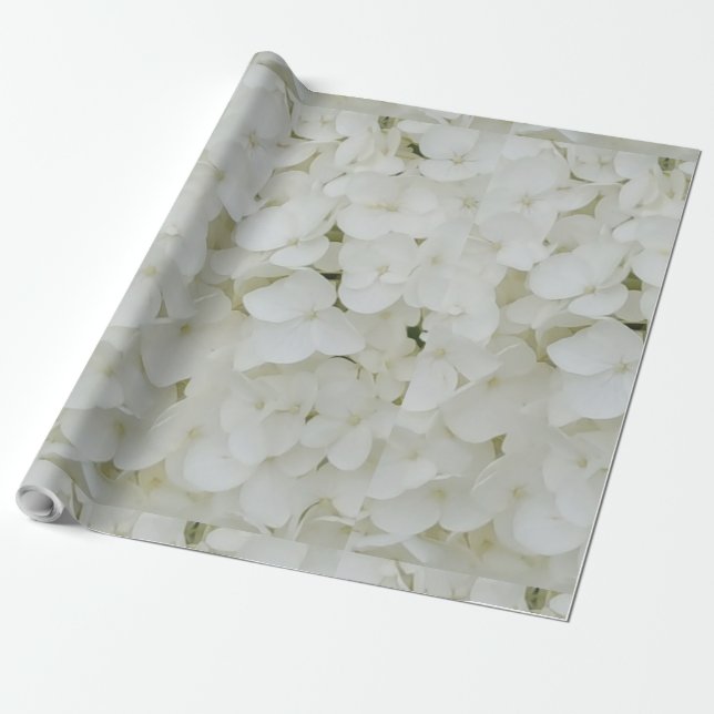 Hydrangea Flowers Floral White Elegant Blossom Wrapping Paper (Unrolled)