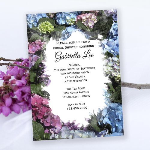 Hydrangea Flowers Frame Bridal Shower Invitation