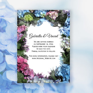 Hydrangea Flowers Frame Wedding Save the Date Invitation