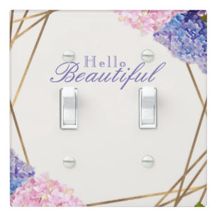 Hydrangea Flowers & Gold Chic Elegant Spring Light Switch Cover