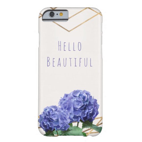 Hydrangea Flowers  Gold Elegant Glam Personalized Barely There iPhone 6 Case