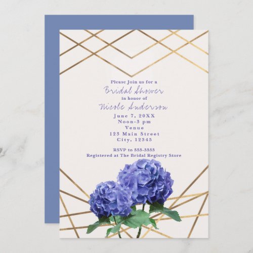 Hydrangea Flowers  Gold Lines Elegant Invitations