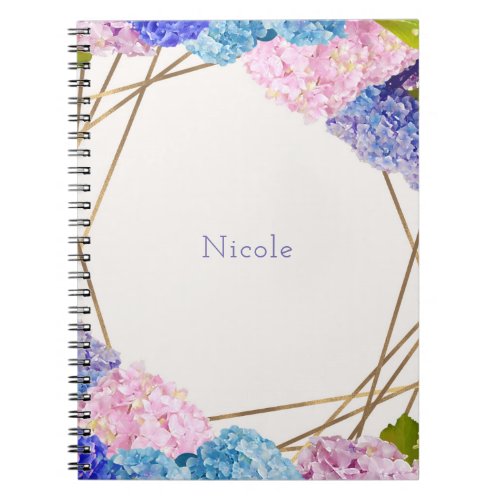 Hydrangea Flowers  Gold Spring Floral Chic Notebook