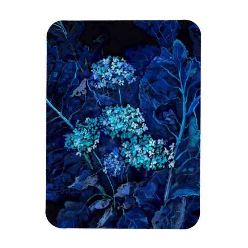 Hydrangea Flowers Horseradish Floral Painting Blue Magnet