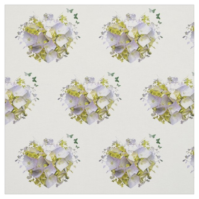 Hydrangea Flowers in a Heart Fabric (Swatch)
