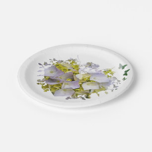 Hydrangea Flowers in Victorian Die Cut Heart Paper Plates