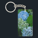 Hydrangea Flowers Keychain<br><div class="desc">Beautiful in blue! Hydrangea flowers in different shades of blue & green, during the summer at the Rose Test Garden in Portland, Oregon. They have more than just roses in these gardens!</div>