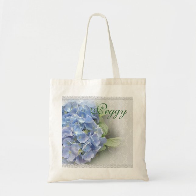 Hydrangea flowers on personalized Bag (Front)