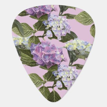 Hydrangea Flowers On Pink Guitar Pick by Eclectic_Ramblings at Zazzle