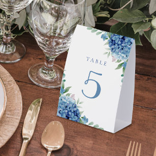 Hydrangea flowers table number 5 table tent