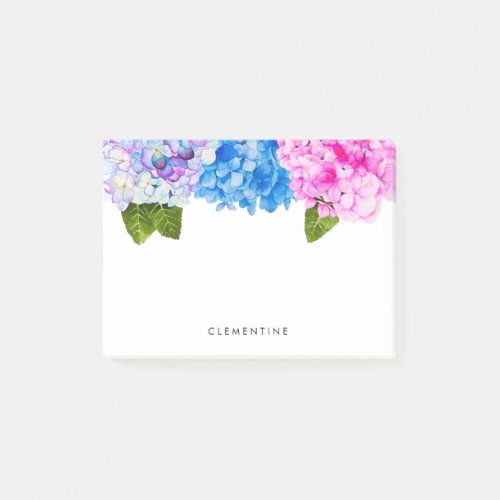 Hydrangea Flowers Watercolor  Add Your Name Post_it Notes