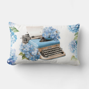 Hydrangea flowers watercolor Lumbar Pillow